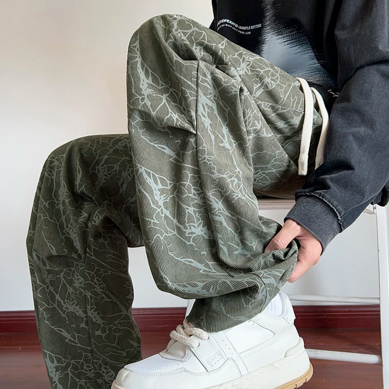 autumn corduroy pants men fashion retro casual pants men streetwear hip hop loose wide leg pants mens trousers large size 5xl menswear bottoms