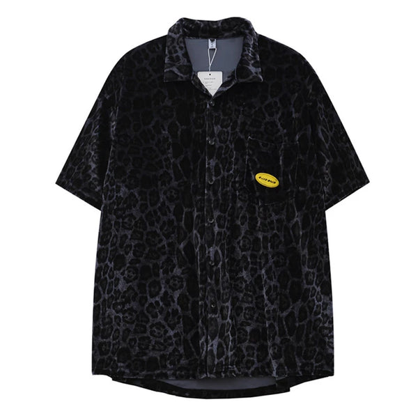Harajuku Vintage t-shirt – Velvet Leopard Short Sleeve T Shirt Short Sets Summer Mens H