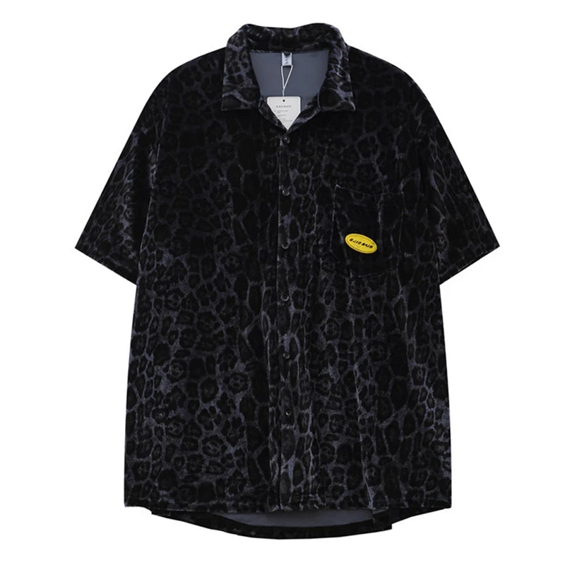 Harajuku Vintage t-shirt – Velvet Leopard Short Sleeve T Shirt Short Sets Summer Mens H