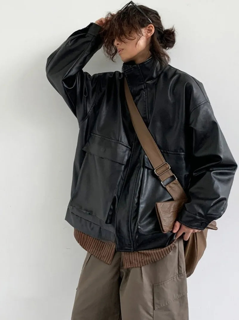 checkered varsity coat, layered streetwear look, trendy