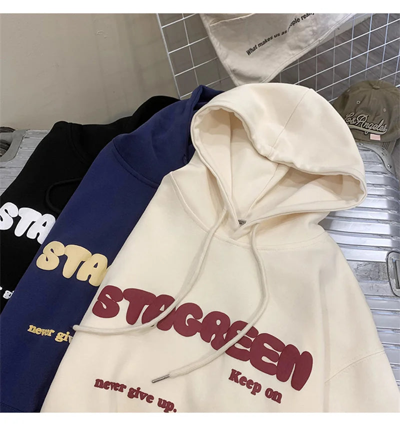 2024 New Letter Printed Hoodies For Men and Women Autumn Y2K Streetwear Hooded Sweatshirts Fleece Vintage Fashion Pocket Hoody