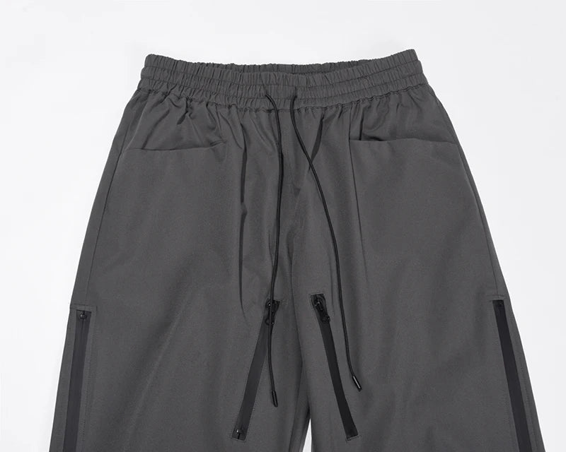 retro hip hop drawstring back zipper breathable casual trousers mens straight solid color vibe style oversized track pants unique default style 430