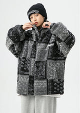 Skatercore Fit – Men Paisley Fleece Jackets Coats Fashion Hairy Zipper Loose