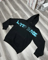 American Trendy Gothic Cartoon Pistol Print Oversized Hoodie Womens Y2