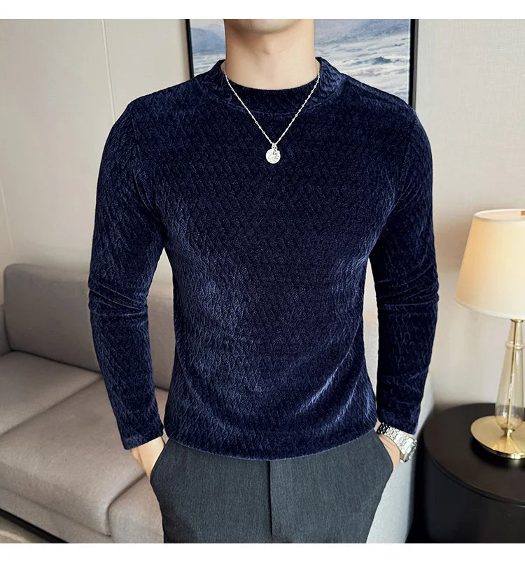 Skatercore Graphic tee – Autumn Winter Semi Turtleneck Stretch Slim Fit Long Sleeve T