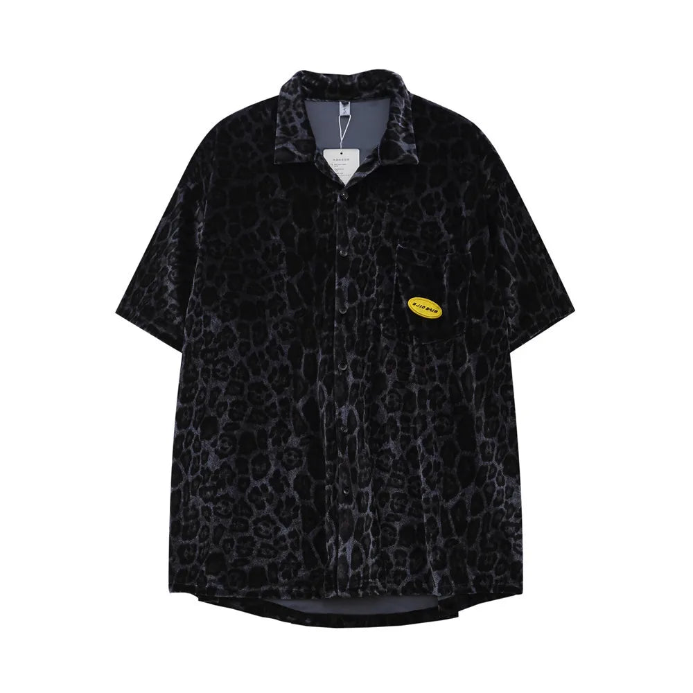 Harajuku Vintage t-shirt – Velvet Leopard Short Sleeve T Shirt Short Sets Summer Mens H