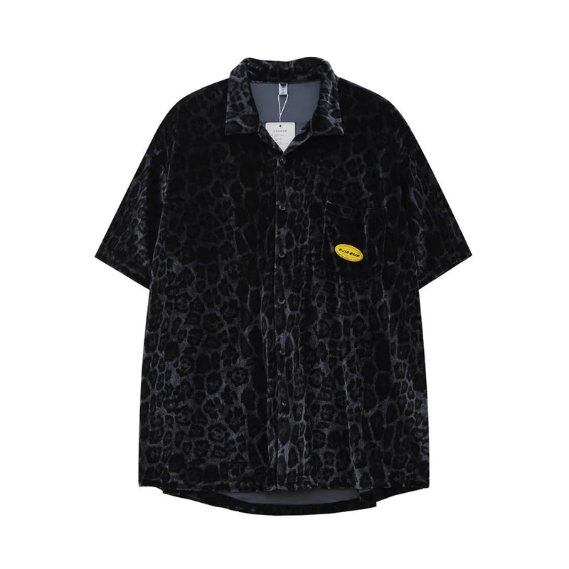 Harajuku Vintage t-shirt – Velvet Leopard Short Sleeve T Shirt Short Sets Summer Mens H
