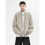 Autumn and Winter American New Style Men and Women Trendy Personalized Stand up Collar Knitted Shirt Couple Loose Retro Simple