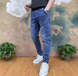 men harem drawstring jeans cool casual stretch elastic waist trousers male denim pants hip hop korean harem joggers cargo jeans casual joggers