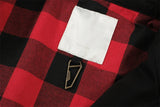 Undermycar 2023 New Worn Out Heavy Work Durable Splice Extra Large Loose Plaid Shirt with Black and Red Plaid