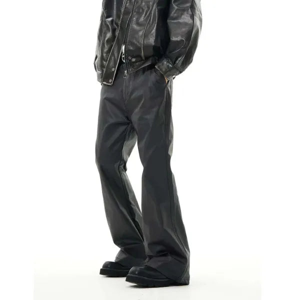 men japanese streetwear fashion vintage hip hop punk gothic cleanfit black coated flare pant man trousers clean everyday pants