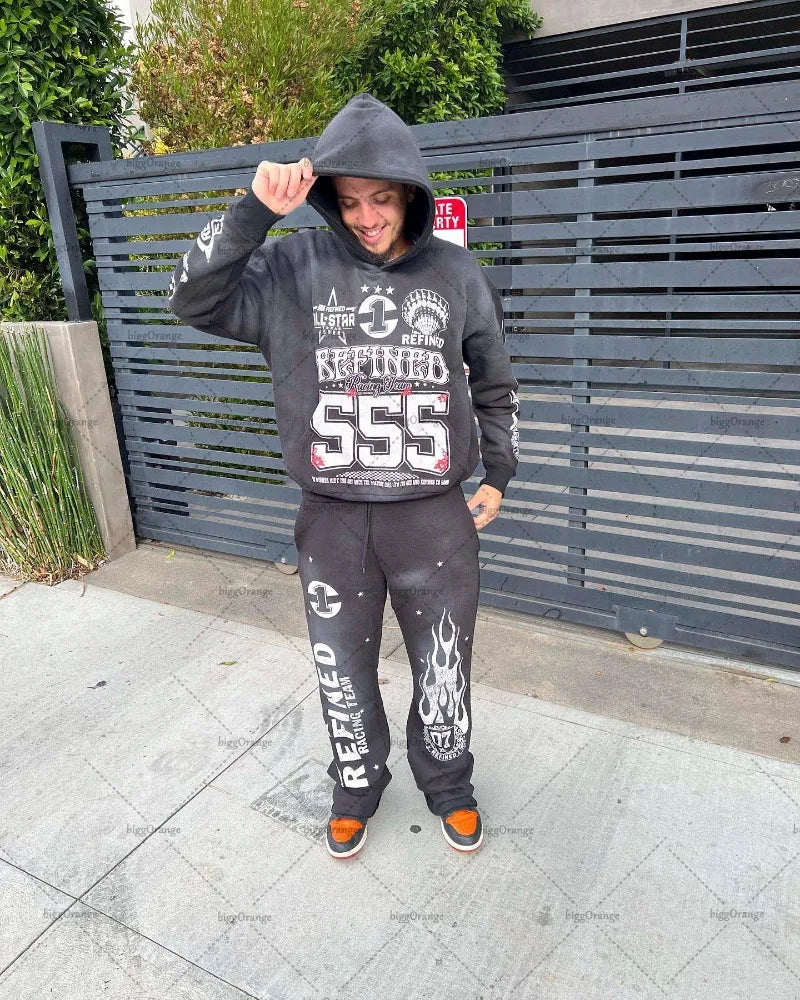Y2K High Street Clothing Oversized Pullover Sweatshirt Mens 2023 Sprin
