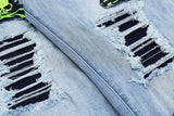 skull embroidery patchwork ripped denim jean pants fashion biker straight trousers streetwear hip hop joggers pant men clothing unique joggers style 2388