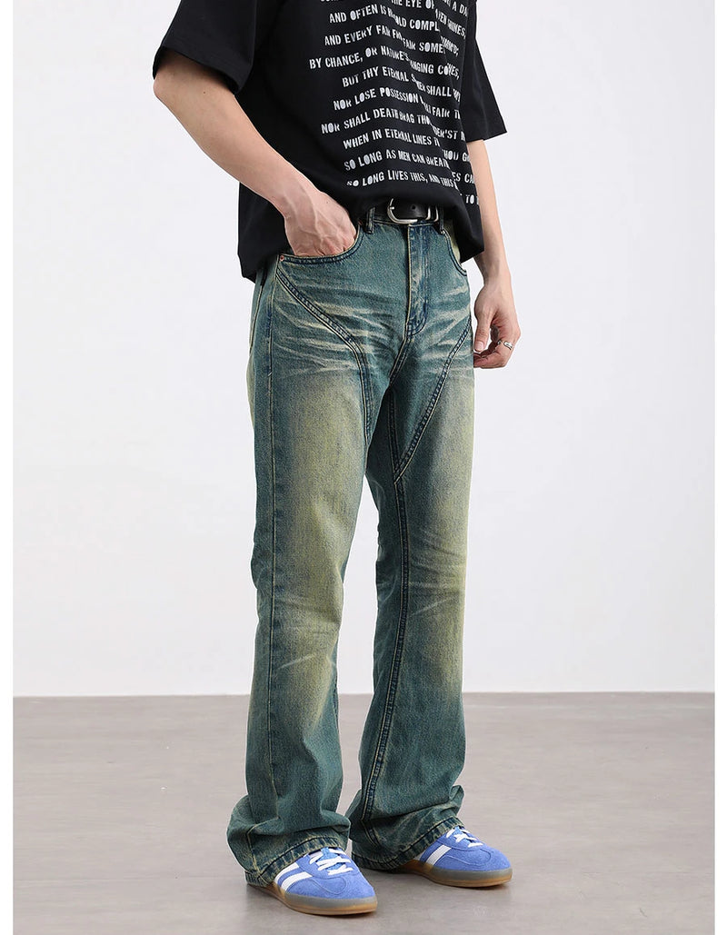 retro washed denim baggy jeans pants unisex hip hop fashion streetwear harajuku patchwork loose flare straight pants joggers men unique joggers style 2264