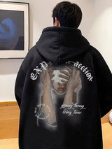New Goth Graphic Printed Hooded Sweatshirts For Men Y2K Vintage Street