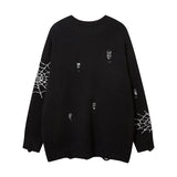 hip hop knitted sweater men winter o neck anime spider web pattern pullover streetwear casual loose sweater warm jumper knitwear 1 urban wear with bold artwork, trendy hip hop style outerwear, streetwear fashion hoodie