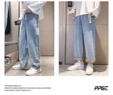 2024 new plaid trouser legs jeans for men casual baggy straight denim pants korean fashion y2k streetwear pantalones hombre jean unique jeans style 3565
