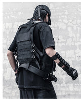 hip hop sleeveless vests mesh adjustment cargo waistcoat with pockets zipper military jacket streetwear tactical vest sweatsh - variant style 5f9523 for streetwear fashion