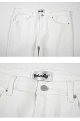 high street white knee pleated vertical stripe elastic fit skinny jeans male casual small leg jeans pants slim mens clothing unique jeans style 3686