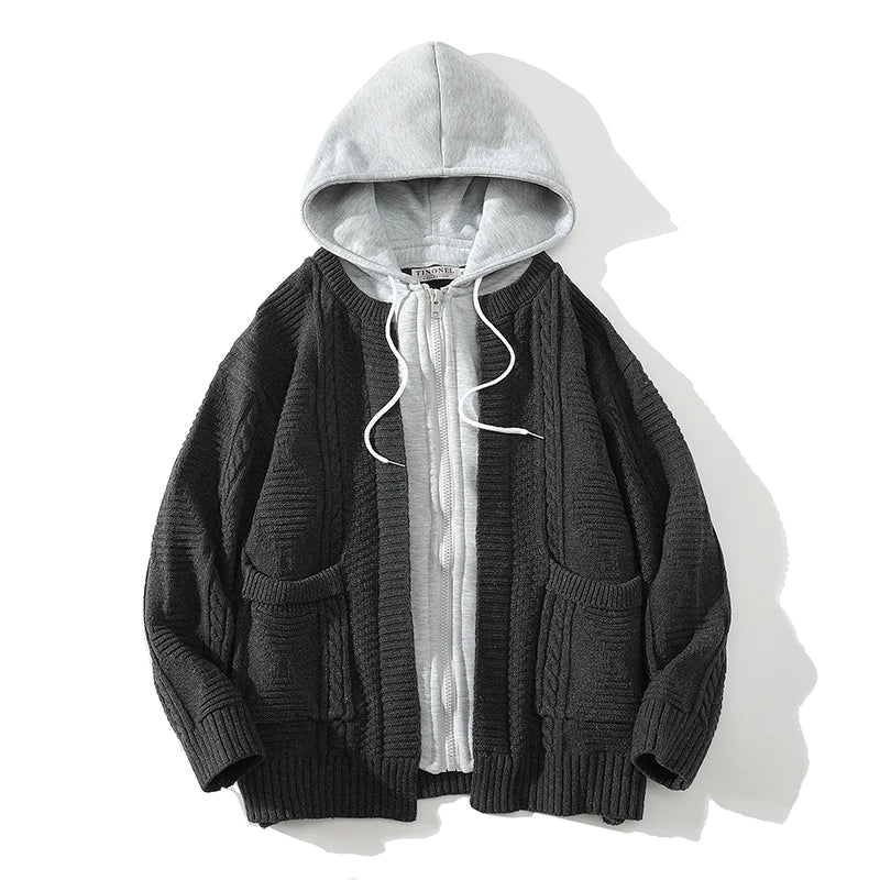 fashion style material premium casual urban high fit oversized print streetwear bb8ee3 design essential unisex hop image style everyday quality wear graphic men-hooded-knitted-cardigan-sweater-coat-autumn-winter-fake-two-piece-hooded-drawstring-jacket-unisex-streetwear - hip streetwear design ID f05b0