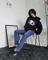 Street Cartoon Animation Printed Pullover Hoodie Men Y2K Harajuku Retr