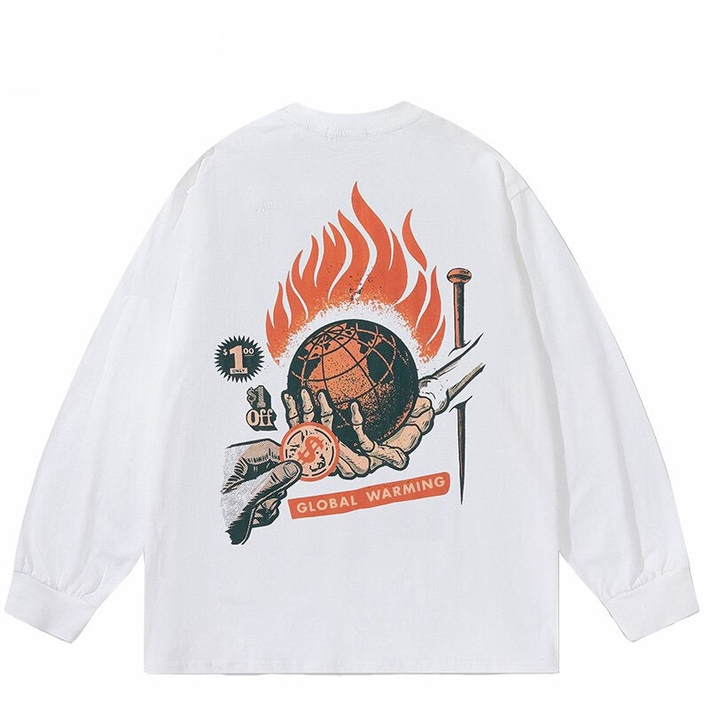 "Fire Flame" Unisex Men Women Streetwear Graphic Sweatshirt Daulet Apparel