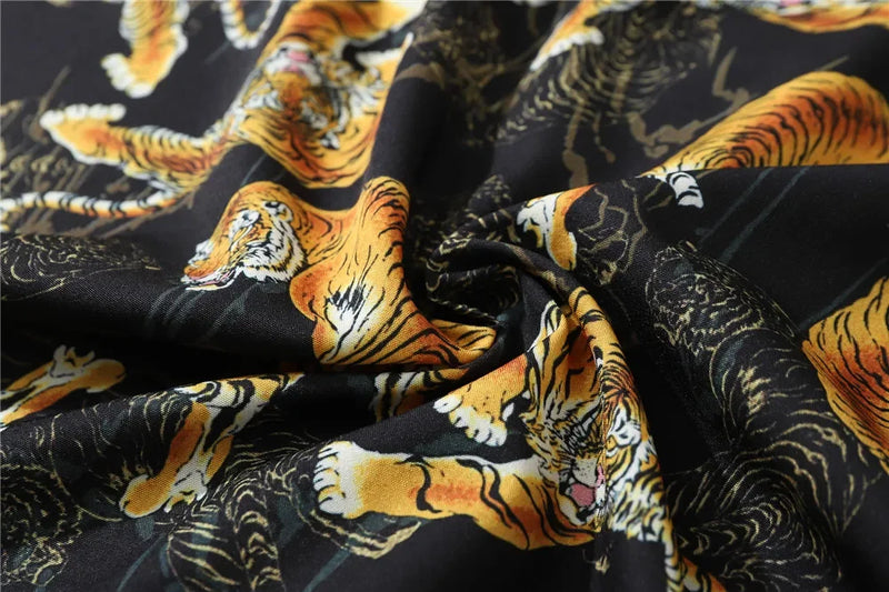 Dark Icon Tiger Print Street Fashion Men's Shirt 2021 Summer Polo Shirt Thin Material Hawaiian Shirt Male Blouse