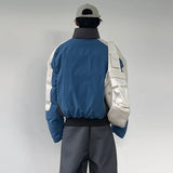 Retro Stand Collar Winter Jacket Men Zip Up Patchwork Cotton-padded Lightweight Parkas Spring Unisex Loose Autumn Short Outwear