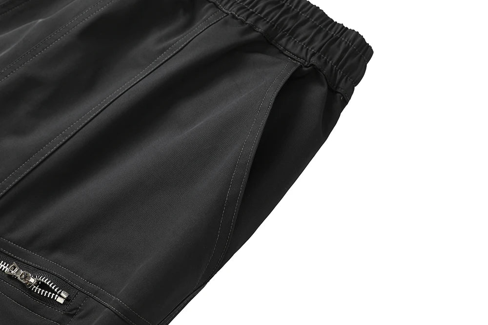 high street zipper pockets vibe style baggy drawstring summer shorts for men straight loose casual knee length pants oversized unique shorts style 4633