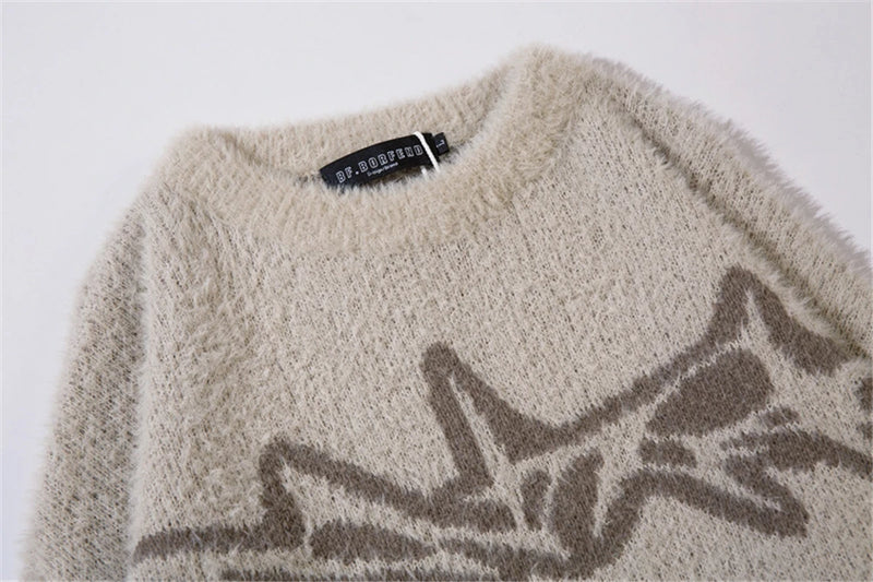 grunge knit sweater with heavyweight fabric, layered urban look for cold weather, street fashion menswear trend for seasonal 