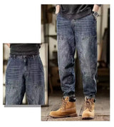 mens loose jeans classic vintage denim trousers high quality cargo pants men high street fashion men clothing spring new 2024 unique cargo style 4252