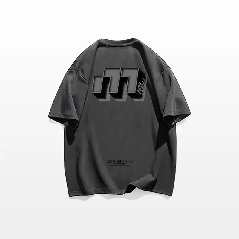 Skatercore Chrome print – Hip Hop Street Personality Letter Print Round Neck Short