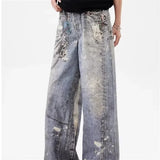 new 3d chain printed baggy jeans for men and women casual baggy straight denim pants high street wide leg y2k blue jean ripped baggy denim