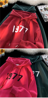 2024 New Men Hoodies Large Size Casual Male Clothing 1977 Print Fashio