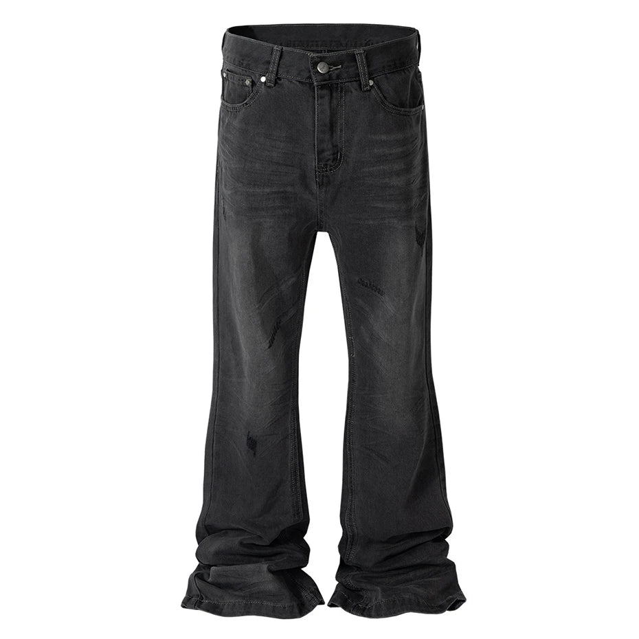 mens black slim flared jeans hi street fashion luxury designer jeans trousers male denim pants unique jeans style 5537