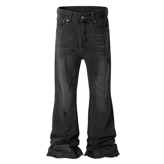 mens black slim flared jeans hi street fashion luxury designer jeans trousers male denim pants unique jeans style 5537