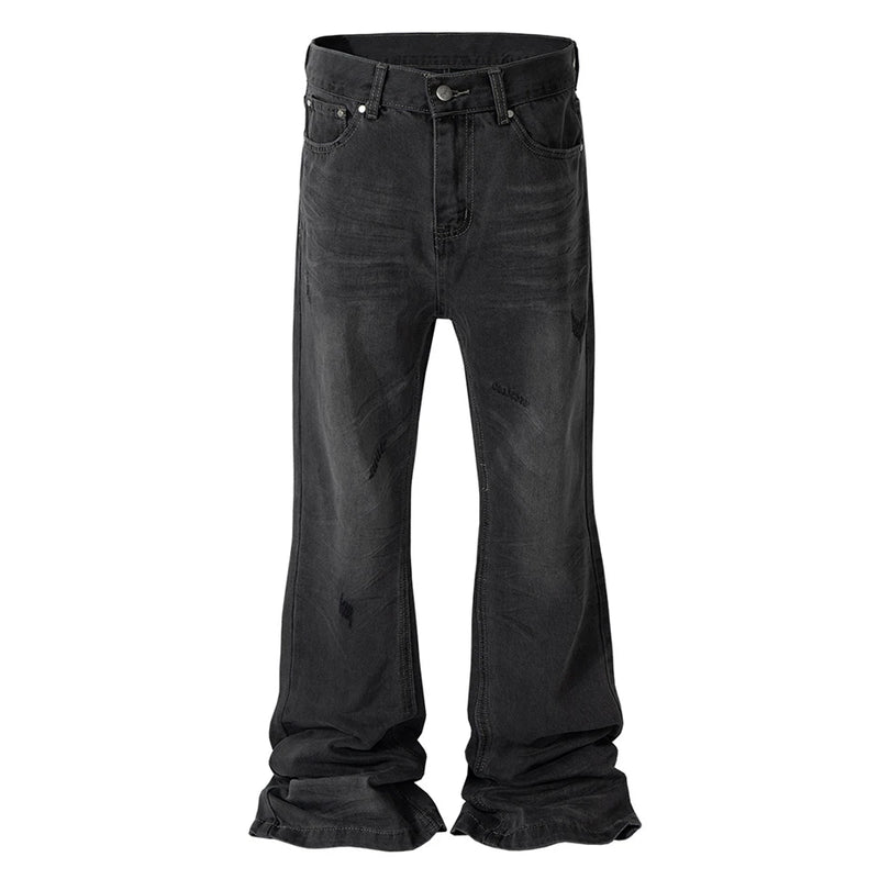 mens black slim flared jeans hi street fashion luxury designer jeans trousers male denim pants unique jeans style 5537