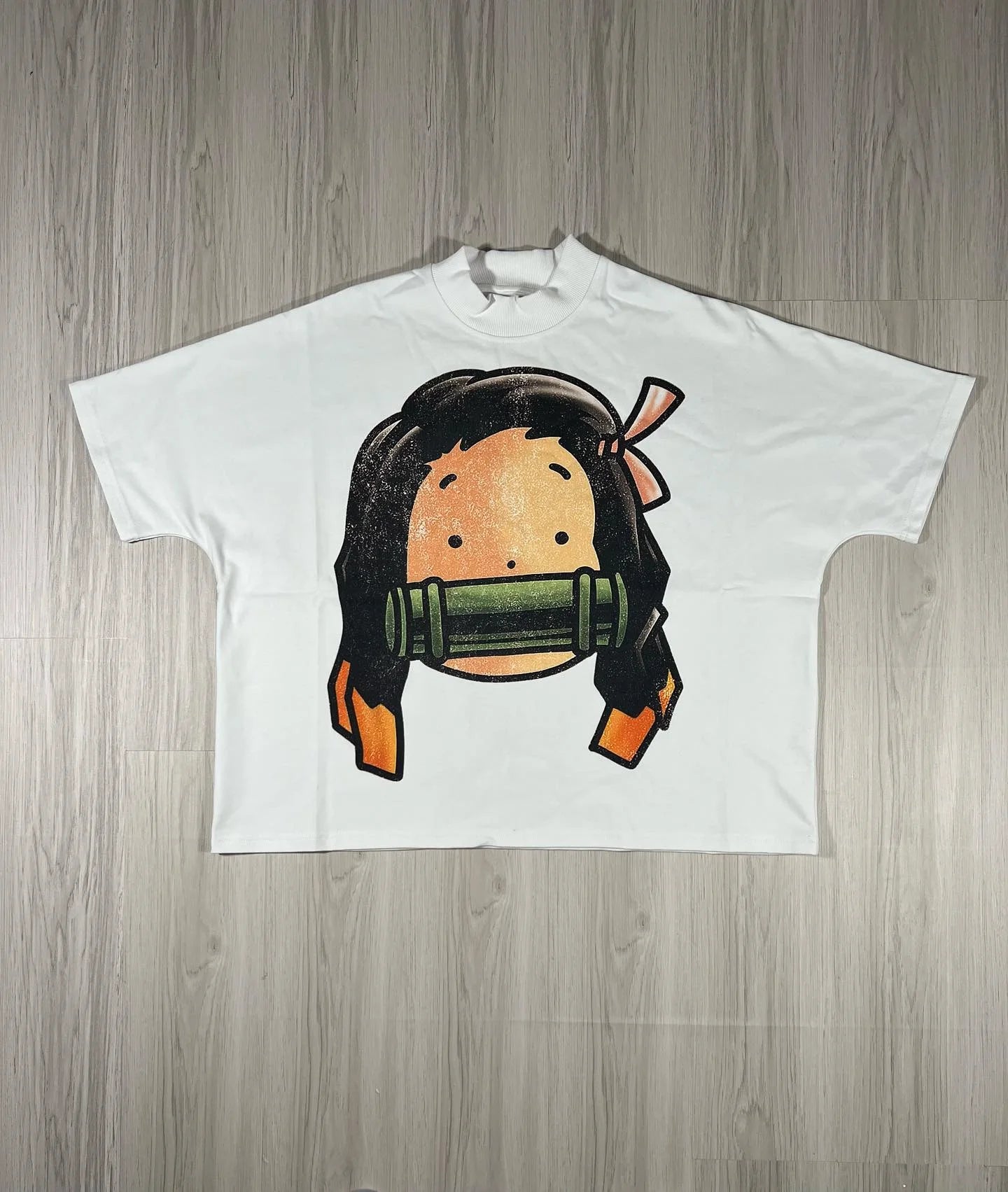 bold glitch street shirt with manga splash and static haze