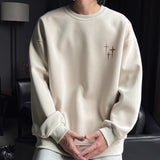 Trendy Korean Personalized Street Sweatshirt Men American Fashion Brand High Street Hip Hop Letter Round Neck Long Sleeved Top