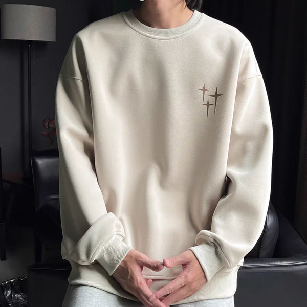 Trendy Korean Personalized Street Sweatshirt Men American Fashion Brand High Street Hip Hop Letter Round Neck Long Sleeved Top