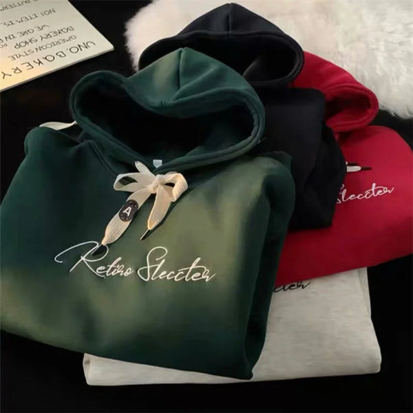 Men Hoodie Letter Printed Long Sleeve Autumn Sweatshirts Goth Fashion Y2K Vintage Hoodies Streetwear Fleece Pullover