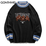 varsity flame pullover for men with bold graphic knit design, perfect for 2025 fashion, street fashion menswear trend for sea