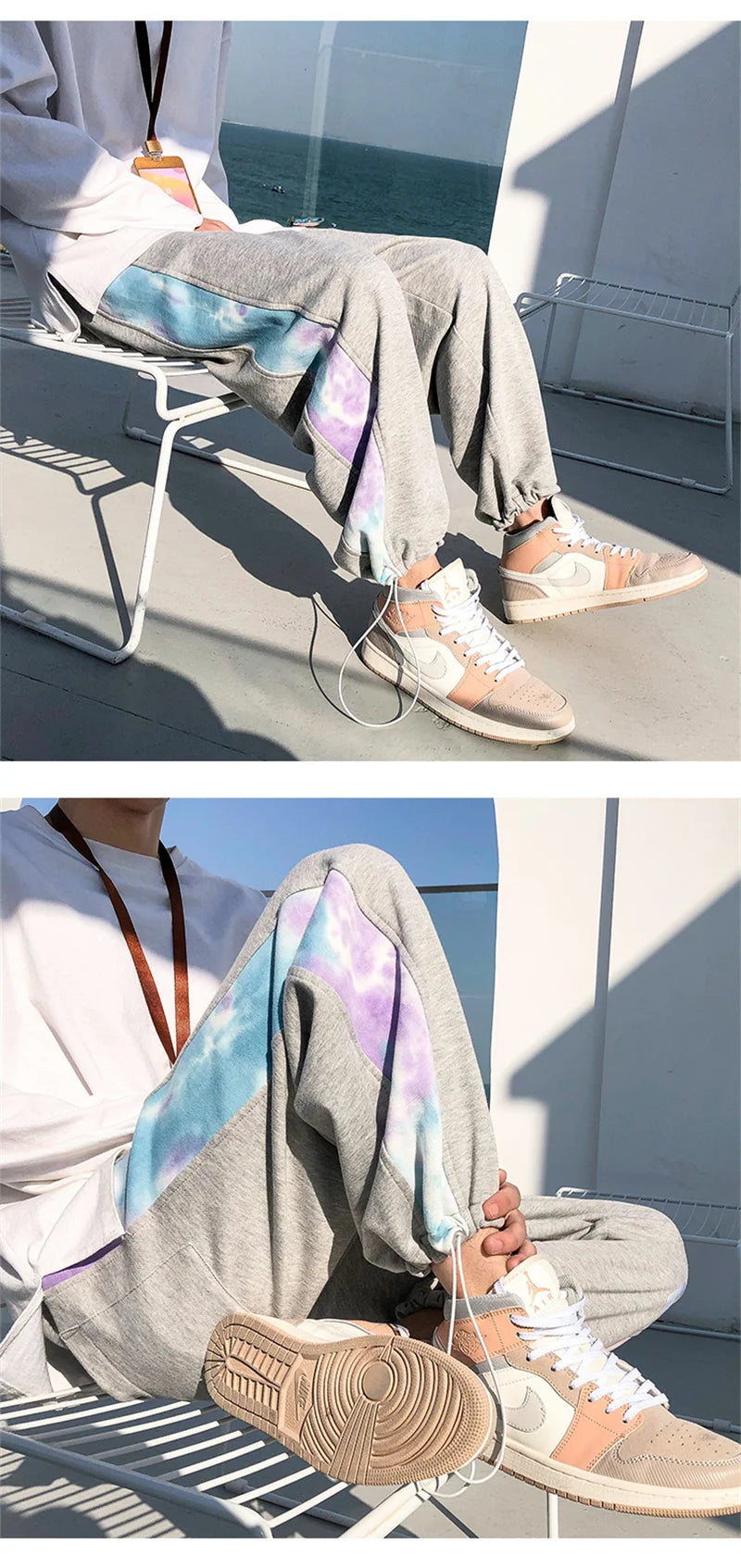 2025 new mens stripe tie dyesweatpants male casual jogger trousers hip hop korean streetwear drawstring pantalones hombre unique joggers style 3497