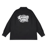 Neck Letter Embroidery Vintage Black Shirts for Men and Women Lapel Streetwear Baggy Camisas Y2k Ropa Hombre Casual Clothing