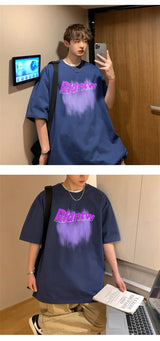 Y2k Chrome print – Summer Graffiti Letter Printed T Shirt For Men Casual Street