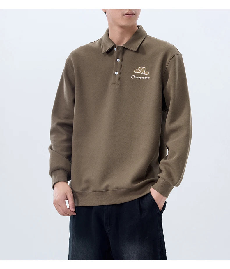 Men Embroidery Fashion Loose Casual Pullover Sweatshirt Spring Autumn