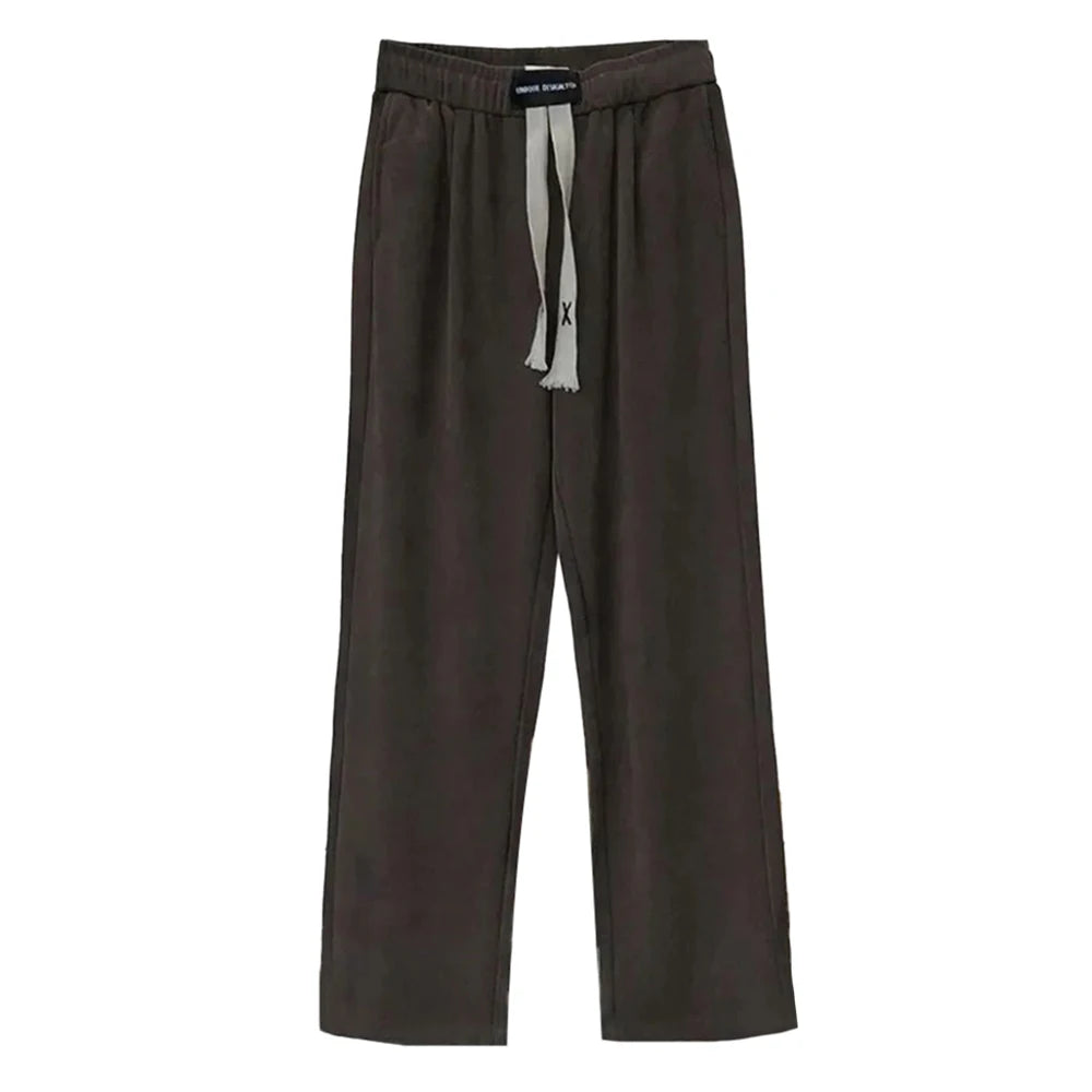 2024 spring and summer mens trousers loose casual fashionable trendy street solid color comfortable drawstring straight pants unique default style 3462