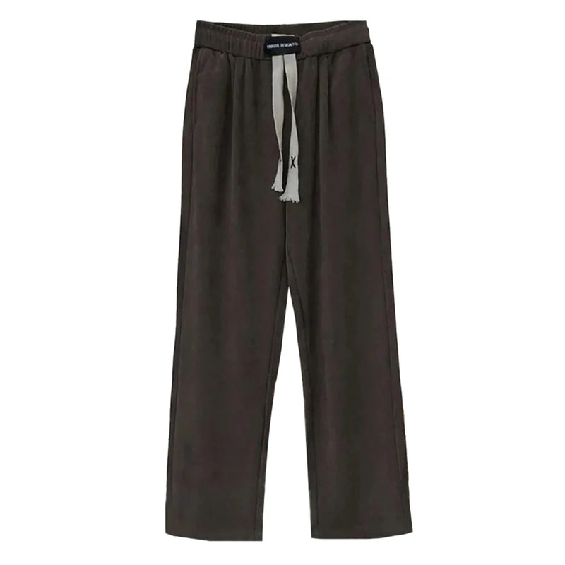 2024 spring and summer mens trousers loose casual fashionable trendy street solid color comfortable drawstring straight pants unique default style 3462