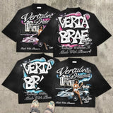 Harajuku Tribal flame – 2024 New Summer Fashion Brand Letter Pattern Oversized T Shi