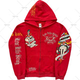 American Fashion Trend Pattern Print Zipper Hoodie Women Y2K New Stree